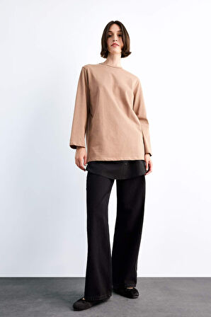 Relax Fit Yarı Elastik Bantlı Bel Poplin Tesettür Kapatıcı Parça