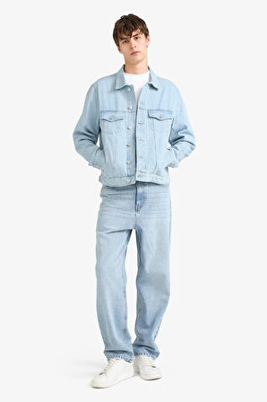 Regular Fit Düğmeli Jean Ceket