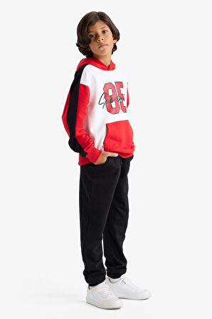 Erkek Çocuk 2'li Takım Kapüşonlu Baskılı Sweatshirt Eşofman Altı