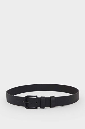 Erkek Dikdörtgen Toka Suni Deri Günlük Kemer