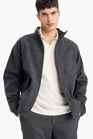 Regular Fit Dik Yaka Cepli Fermuarlı Astarlı Mont