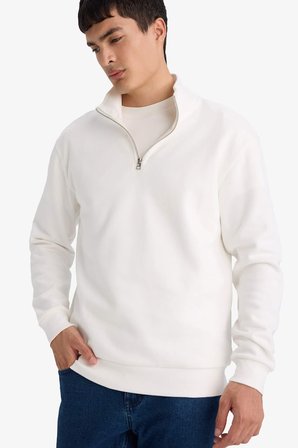 DeFacto Pamuklu Dik Yaka Yarım Fermuarlı Sweatshirt F9323AX26SPWT32