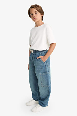 Erkek Çocuk Barrel Fit Düz Paça Jean Pantolon