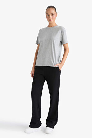 Straight Fit Basic Düz Cepli Yüksek Bel Eşofman Altı