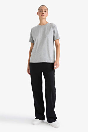 Straight Fit Basic Düz Cepli Yüksek Bel Eşofman Altı