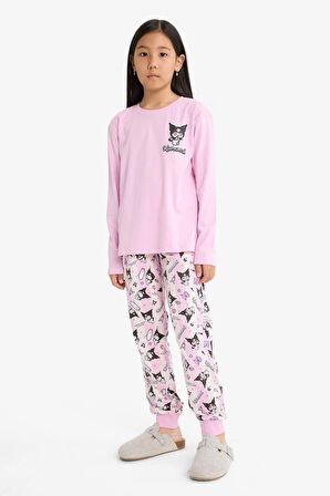 Kız Çocuk Kuromi Pijama Takımı Uzun Kollu Üst Uzun Alt