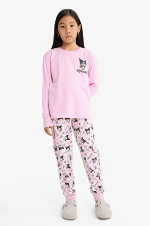 Kız Çocuk Kuromi Pijama Takımı Uzun Kollu Üst Uzun Alt