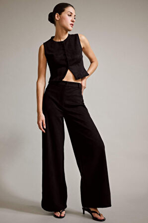 Wide Leg Geniş Bol Paça Süet Pantolon