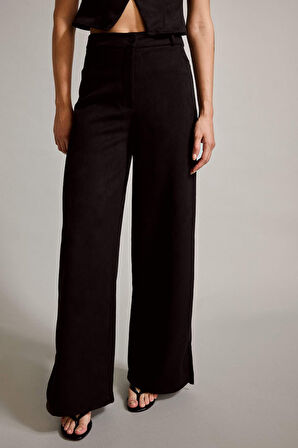 Wide Leg Geniş Bol Paça Süet Pantolon