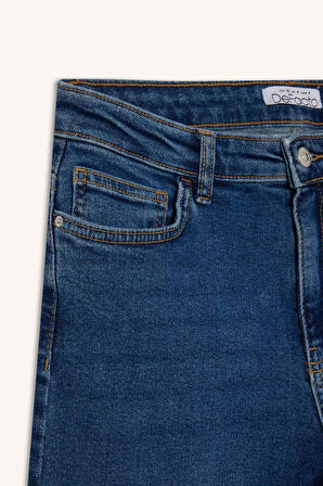 Comfort Straight Normal Bel Bilek Boy Jean Yıkamalı Pantolon