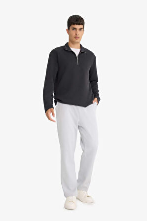 Regular Fit Beli Bağcıklı Düz Paça Cepli Eşofman Altı