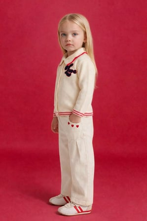 Wide Leg Nakışlı Esnek Bantlı Paça Gabardin Pantolon Kız Bebek G7455A526SPER232