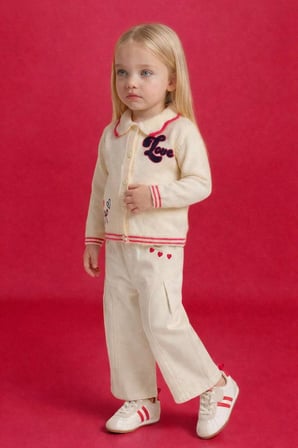 Wide Leg Nakışlı Esnek Bantlı Paça Gabardin Pantolon Kız Bebek G7455A526SPER232