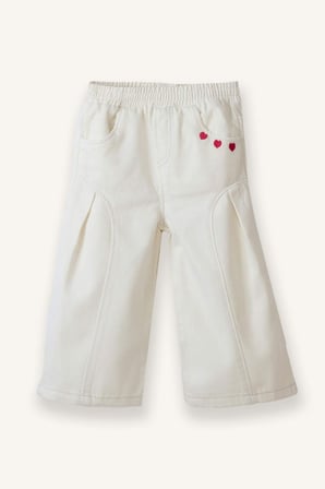 Wide Leg Nakışlı Esnek Bantlı Paça Gabardin Pantolon Kız Bebek G7455A526SPER232
