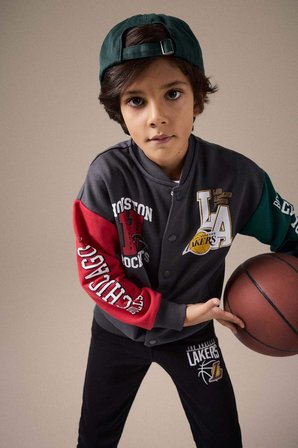 NBA Current Teams Kolej Yaka Sırt Baskılı Bomber Ceket Erkek Çocuk