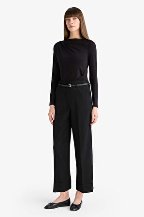 Wide Leg Cepli Normal Bel Geniş Paça Uzun Pantolon