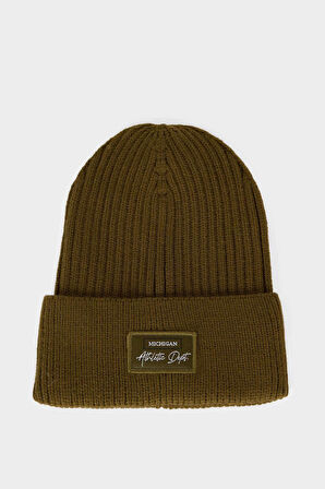 Erkek Etiket Baskılı İçi Polarlı Bere