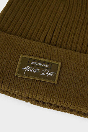 Erkek Etiket Baskılı İçi Polarlı Bere