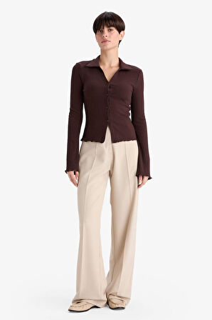 Fitted Polo Yaka Fitilli Kaşkorse Hırka