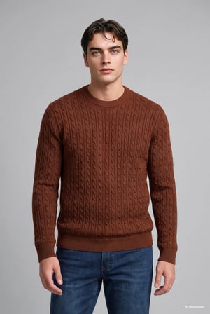 Regular Fit Bisiklet Yaka Fitilli Triko Basic Kazak