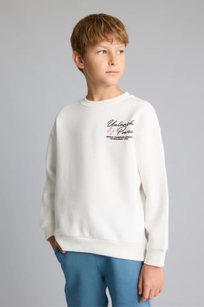 Regular Fıt Bisiklet Yaka Spor Baskılı Kalın Kumaş Sweatshirt Erkek Çocuk