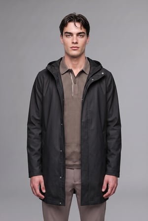 Regular Fit Kapüşonlu Çıtçıtlı Astarlı Suni Deri Parka