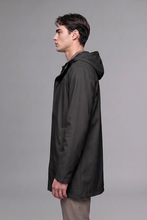 Regular Fit Kapüşonlu Çıtçıtlı Astarlı Suni Deri Parka