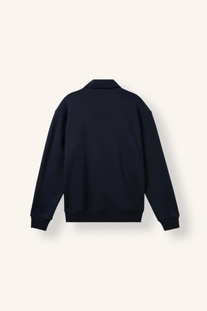 Pamuklu Regular Fıt Polo Yaka Kalın Kumaş Sweatshirt