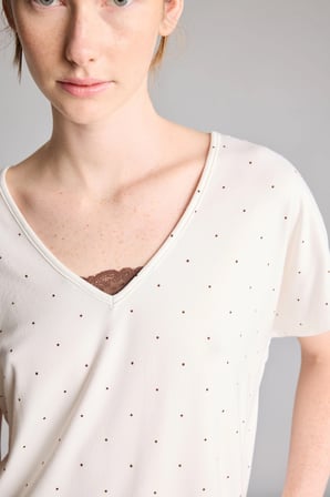 Regular Fit V Yaka Desenli Yarım Kollu Pijama Takımı