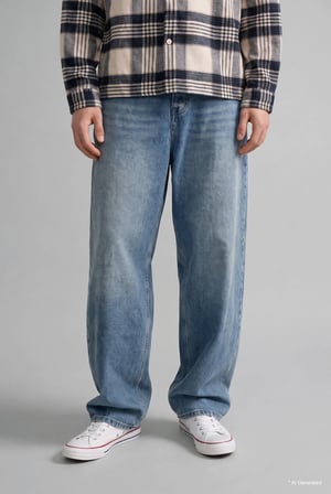 Baggy Fıt Normal Bel Geniş Paça Jean Pantolon