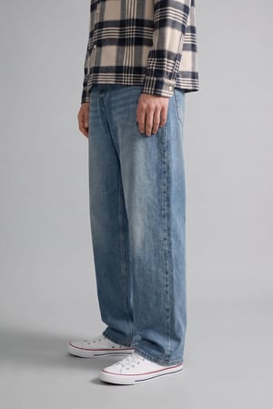 Baggy Fıt Normal Bel Geniş Paça Jean Pantolon