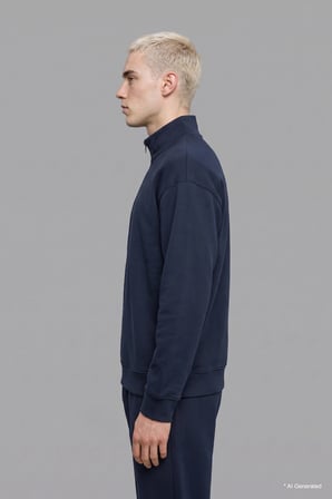 Boxy Fıt Dik Yaka Skuba Kumaş Uzun Kollu Sweatshirt