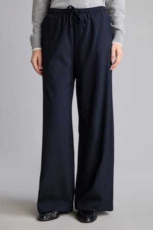 Wide Leg Beli Lastikli Bağcıklı Cepli Kumaş Palazzo Pantolon