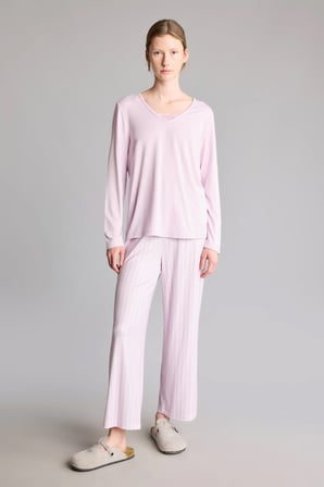 Regular Fit V Yaka Uzun Kollu 2'li Pijama Takımı