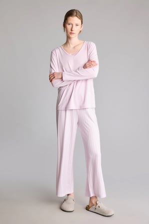 Regular Fit V Yaka Uzun Kollu 2'li Pijama Takımı