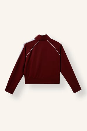 Standart Fit Dik Yaka Şerit Detaylı Fermuarlı Basic Sweatshirt Hırka