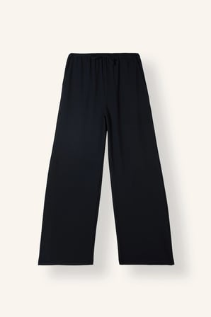 Wide Leg Beli Lastikli Bağcıklı Cepli Kumaş Palazzo Pantolon