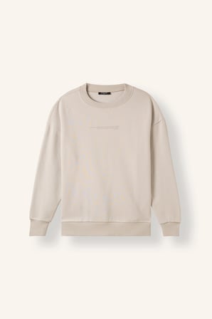 Boxy Fıt Bisiklet Yaka Baskılı Sweatshirt