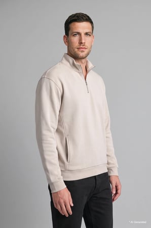 Ultra Yumuşak Yumuşak Tuşe Fermuarlı Basic Sweatshirt