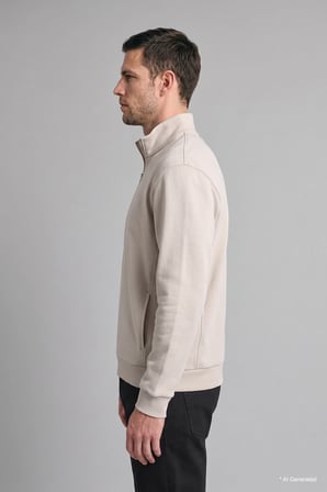 Ultra Yumuşak Yumuşak Tuşe Fermuarlı Basic Sweatshirt