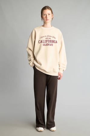 Oversıze Baskılı Sweatshirt