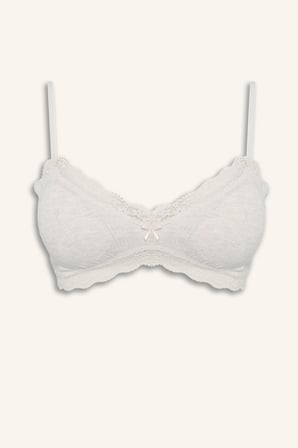 %100 Pamuk Dantel Detaylı Çıkarılabilir Kap Çıkarılabilir Pedli Balensiz Açık Bralet