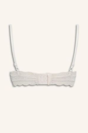 %100 Pamuk Dantel Detaylı Çıkarılabilir Kap Çıkarılabilir Pedli Balensiz Açık Bralet