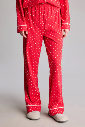 Puantiyeli Uzun Kollu Üst Uzun Alt Pijama Takımı