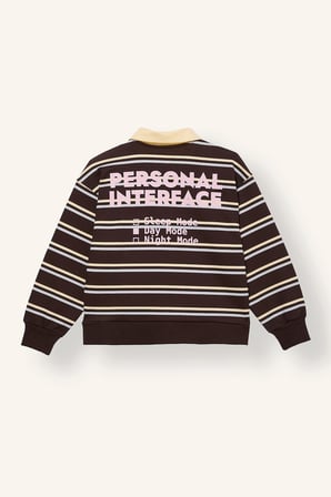Oversıze Polo Yaka Slogan Baskılı İçi Yumuşak Tüylü Kalın Sweatshirt Kumaşı Sweatshirt Kız Çocuk