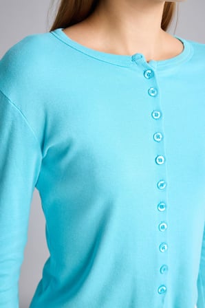 Slim Fit Bisiklet Yaka Düğmeli Ribana Uzun Kollu Basic Hırka