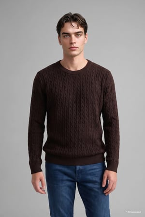 Regular Fit Bisiklet Yaka Fitilli Triko Basic Kazak