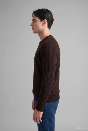 Regular Fit Bisiklet Yaka Fitilli Triko Basic Kazak