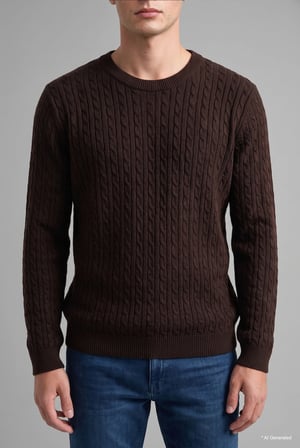 Regular Fit Bisiklet Yaka Fitilli Triko Basic Kazak