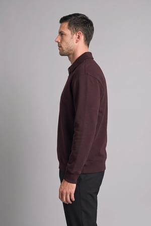 Pamuklu Regular Fıt Polo Yaka Kalın Kumaş Sweatshirt